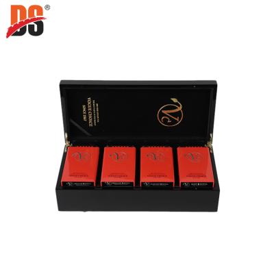 China Handmade DS Customized Stylish Modern Black Carbon Fiber Paper Wooden Tea Box Packaging for sale