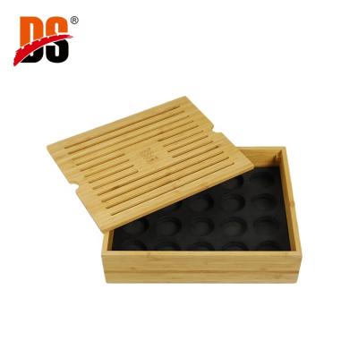 China DS Handmade Cover Box Solid Wood Color Gift Packaging Hollow Natural BambooTea Box Top Sales for sale