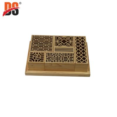 China DS Wooden Storage Box Recyclable Multifunctional Hollow-out Carved Combination Small Wooden Boxes for sale