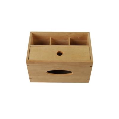 China DS Handmade Natural Wood Tissue And Box Wood Storage Box Bedroom Use Stationery Tissue Box More Remote for sale