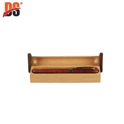 China DS Recyclable Triangle Wooden Mosaic Rotating Wooden Display Pen Box For Gift for sale