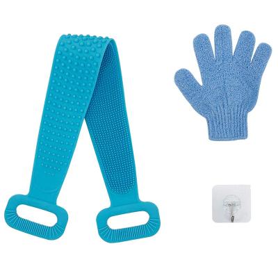 China EXFOLIATING Silicone Extra Long Bath Body Brush Back Scrubber With Shower Exfoliating Glove for sale