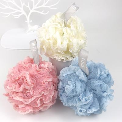 China All Natural Pastel Light Color Shower Flower Ball Bath Pouf Bathing Loofah Mesh Pouf for sale