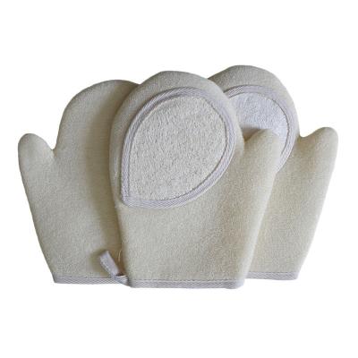 China EXFOLIATE Natural Organic Body Wash Loofah Scrubber Glove Exfoliating Bath Shower Loofah Gloves for Women and Men for sale