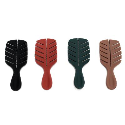 China Salon 4 Pack Different Colors Leaf Shaped Detangling Hair Brush Detangler Comb Brushes for sale