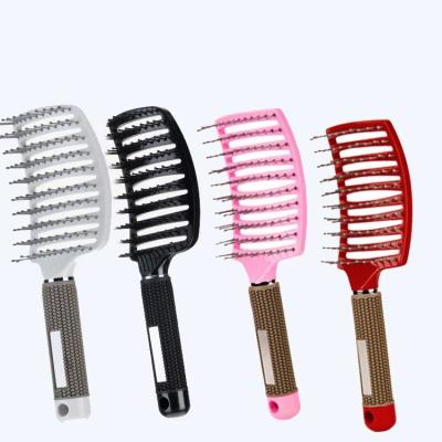 China Salon 4 Pack Different Colors Curl Design Detangler Comb Detangling Hair Brush With Handle for sale