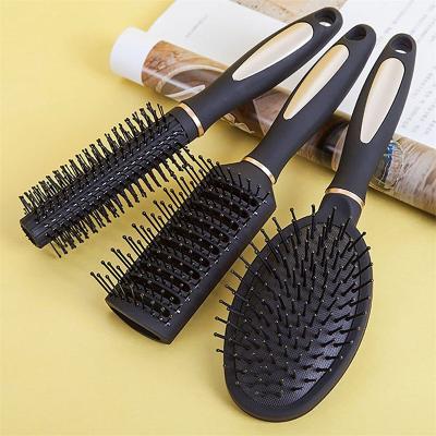 China Custom Logo and Salon Brand Package 3pcs Black Hair Combs Set Curly Roller Straight Hair Brush Detangling Hair Brushes for sale