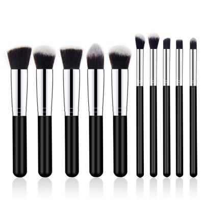 China Angular Blush Makeup Brush Set 10pcs Premium Synthetic Face Powder Foundation Blush Eyeshadow Kabuki Brush Kit for sale