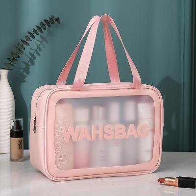 China Modern Toiletry Organizer Leather Wash Bag Large Capacity Waterproof Makeup Pouch for sale