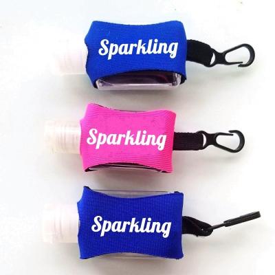 China Europe Customized Logo Neoprene Keychain Hand Sanitizer Holder for sale