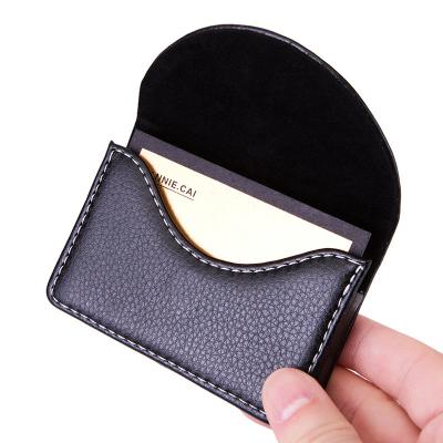 China Elegant Design PU Lychee Texture Leather Business Card Holder Name Card Case with Magnetic Closed for sale