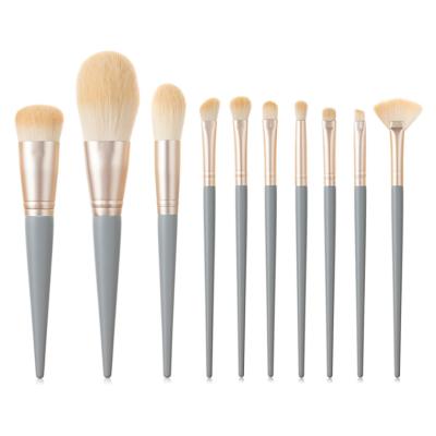 China Angular Blush 10 Pieces Set-Natural Bamboo Glitter Bling 10pcs Low Moq Logo Makeup Brush Set Custom Made for sale