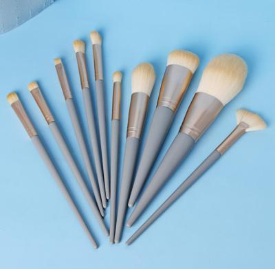 China Angular Blush Yrx Wood Synthetic Professional Powder Blush Makeup Brush Set Wholesale 10pcs Private Label for sale