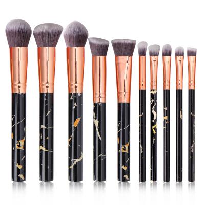 China Angular Blush Matt Gray Marble Gold Green Eye Shadow Pink Crystal Diamond Makeup Brush Set Rose Mermaid 10pcs for sale