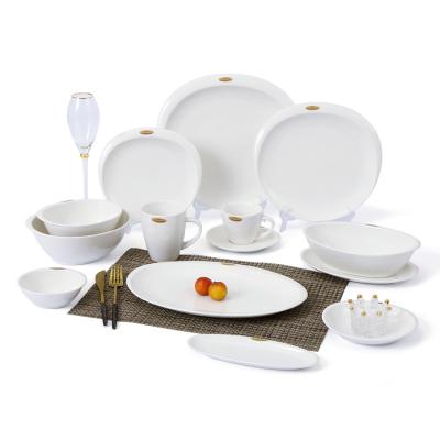 China Viable Hot Selling Custom Cheap Luxury Dinner Cutlery Items Set White Porcelain Dish Dinner Set for sale