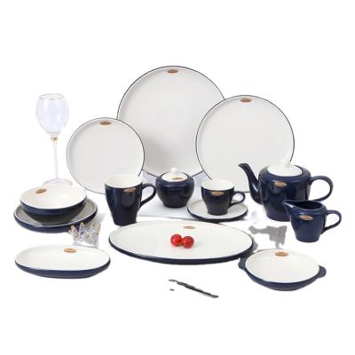 China Sustainable Structure Manufacturing Exquisite Dinner Set Plate Porcelain Ceramic Soup Plates Set For Kitchen for sale