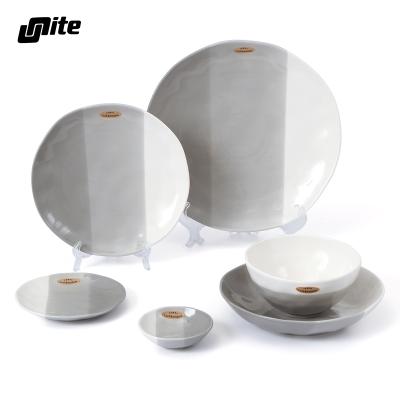 China New Style Restaurant Luster Viable Wholesale Reactive Dinnerware European Ceramic Plates Dinnerware for sale