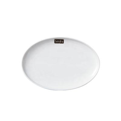 China Best Selling Viable 11 Inch Deep Edge Ceramic White Oval Dinner Dish for sale