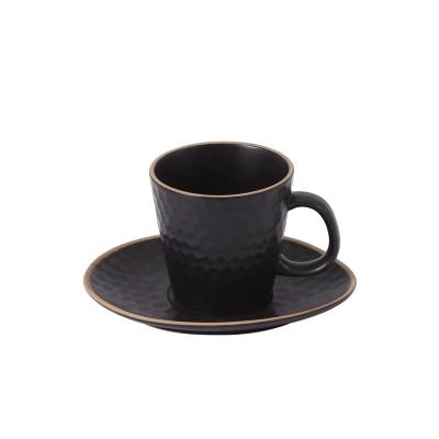 China Nordic High Quality Custom Viable Design 220cc Stoneware Teacup Custom Cup Saucer Set for sale