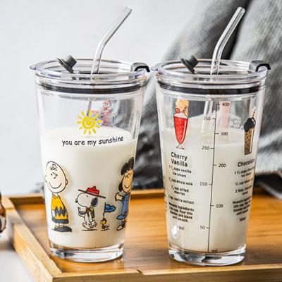 China Color Printed Unique Cocktail Glasses With Silicate Straw And Lid for sale