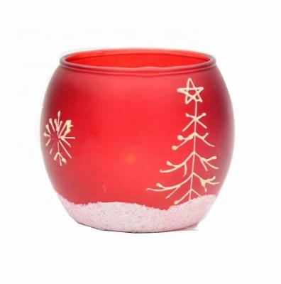 China Handpainted Christmas Snowflake Glass Cylinder Candle Holders for sale