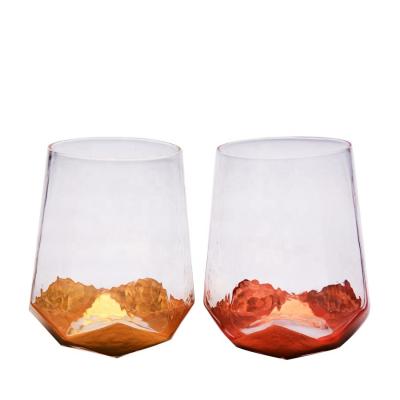 China Customize Stemless Gold Foil Decorated Crystal Wine Glass for sale