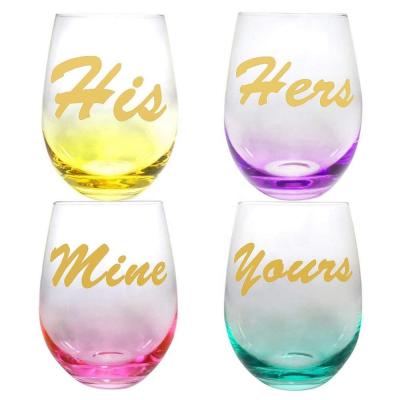 China Ei formen Stemless klares Wein-Glas, klare Stemless Wein-Gläser mit goldenen Güssen zu verkaufen