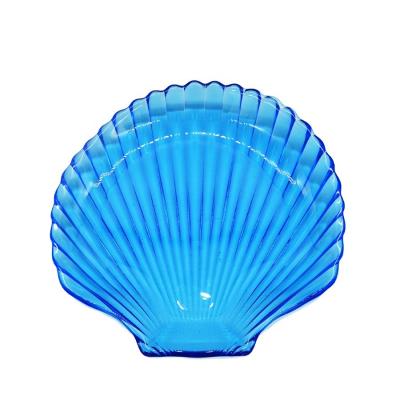 China Ocean Series Sea Shell Blue Glass Charger Plate For Dessert for sale