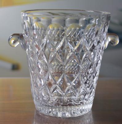 China Machine Made Embossed Round Glass Bucket With Handle for sale