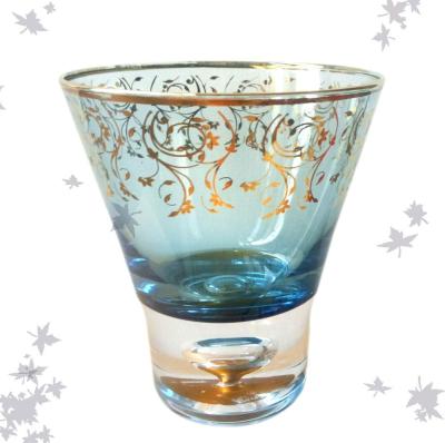 China Blue Color Golden Rim Stemless Crystal Cocktail Glasses for sale