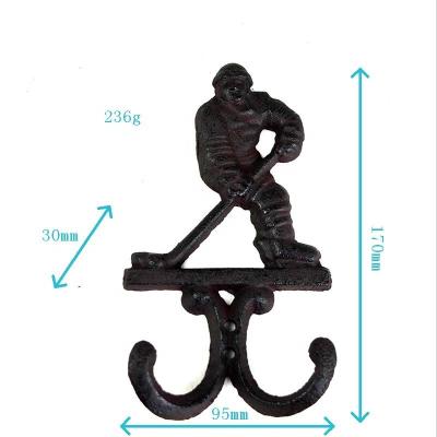 China Ice Hockey Rustic Cast Iron Coat Hooks Cast Iron Crafts for sale