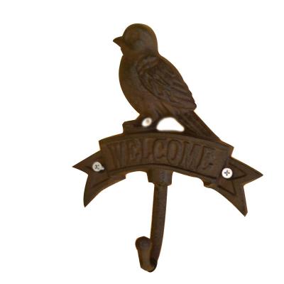 China Antique Wall Mount Bird shape Black Iron Coat Hooks for sale