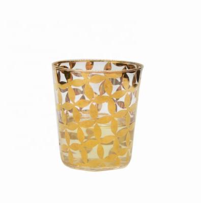 China Gold Print High End Stemless Wine Glass Tumbler , Crystal Highball Glasses for sale