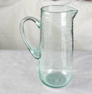 China Recycle Green Spiraling Bubbles  Glass Water Pitcher , Large Glass Pitcher for sale