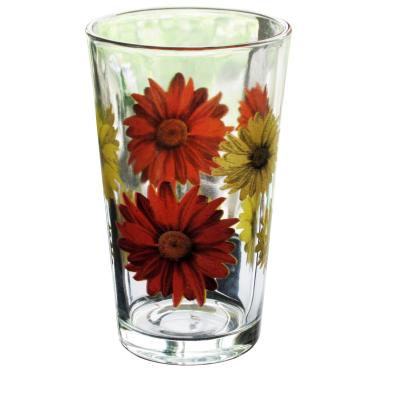 China Silk Printed Blooming Daisy 16 Oz Highball Glasses for sale