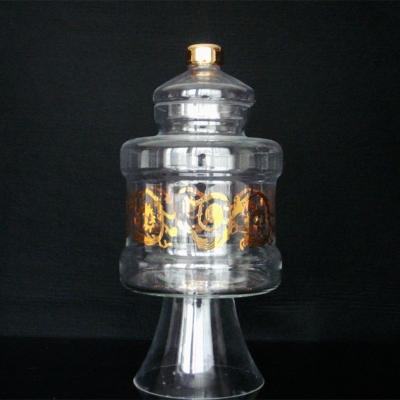 China Large Footed Glass Storage Jars With Gold Decoration Decal for sale