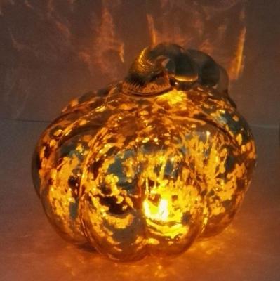 China Pumpkin Lantern Antique Glass Candle Holders For Halloween for sale