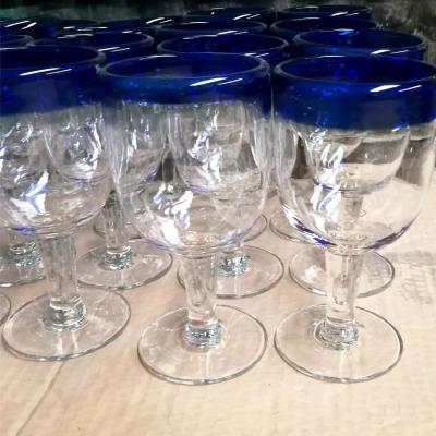 Cina Vetro di vino blu di Rim Mexican Drinking Glass Crystal, vetri di vino di vetro rossi in vendita