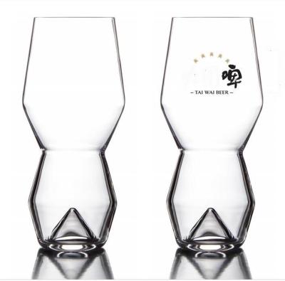 China Unique Peak Bottom Ipa Glass Handmade Crystal Craft Beer Glasses for sale