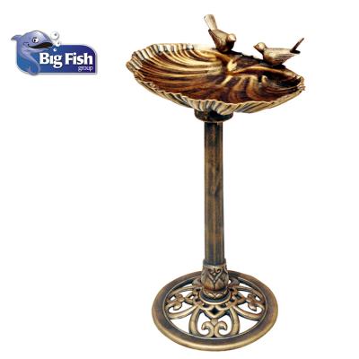 China Pair Bird Bath Antique Gold Plastic Pedestal Eco-friendly Sitting Outdoor Bird Bath for sale