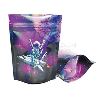 China Hot Selling 3.5g Astronaut Moisture Proof Stand Up Bag Custom New Mylar Tote Child Resistant Pouch for sale