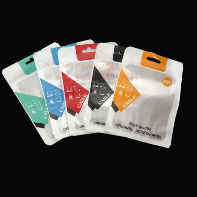 China BIODEGRADABLE Custom Printed 3 Sides Sealed Computer USB Cable Wire Zipper Plastic Packaging Pouch With Clear Window for sale