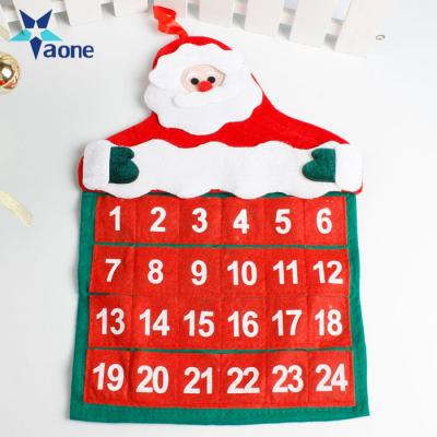 China Stocked Custom Fabric Advent Santa Countdown Christmas Calender Home Decoration Lovely Promotional Gifts for sale