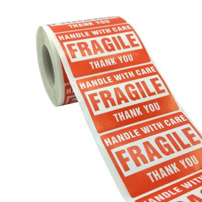 China Thank You Stickers 75*50mm 3*2inch 500 Labels / Roll Handle With Care Thank You Shipping Stickers Fragile Stickers Fragile Label for sale