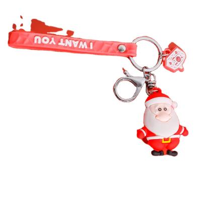 China Wholesale 3D Child Gift Santa Merry Christmas Snowman Deer Silicone Doll Key Chain for sale