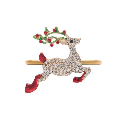 China Hotel Christmas Deer Towel Ring Gold Napkin Buckle Christmas Decoration Stocked Napkin Ring for sale