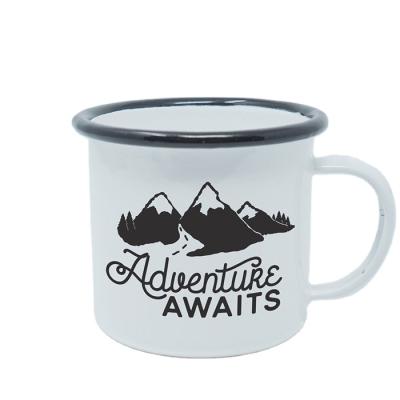 China 8cm 9cm Carbon Steel Enamel Metal Metal Camping Mug Viable Custom Viable Color Logo Enamel Printed Mug 10cm 10cm for sale