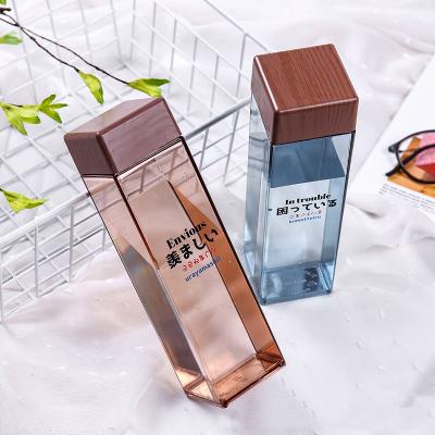 China Sustainable Hot Selling Clear Square Plastic Water Bottle Newcomers Frosted Square Plastic Water Bottle for sale