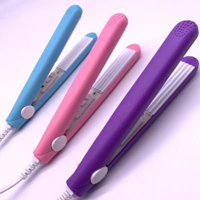 China Mini Pink Corrugated Flat Iron Hair Electric Curling Iron Curl Ironing Tools Modeling Tools for sale