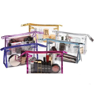 China Fashion custom pvc zipper bag waterproof pvc women transparent cosmetic makeup bag transparent plastic bag for sale